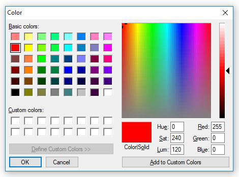 Screenshot of the stock Windows colour picker panel.